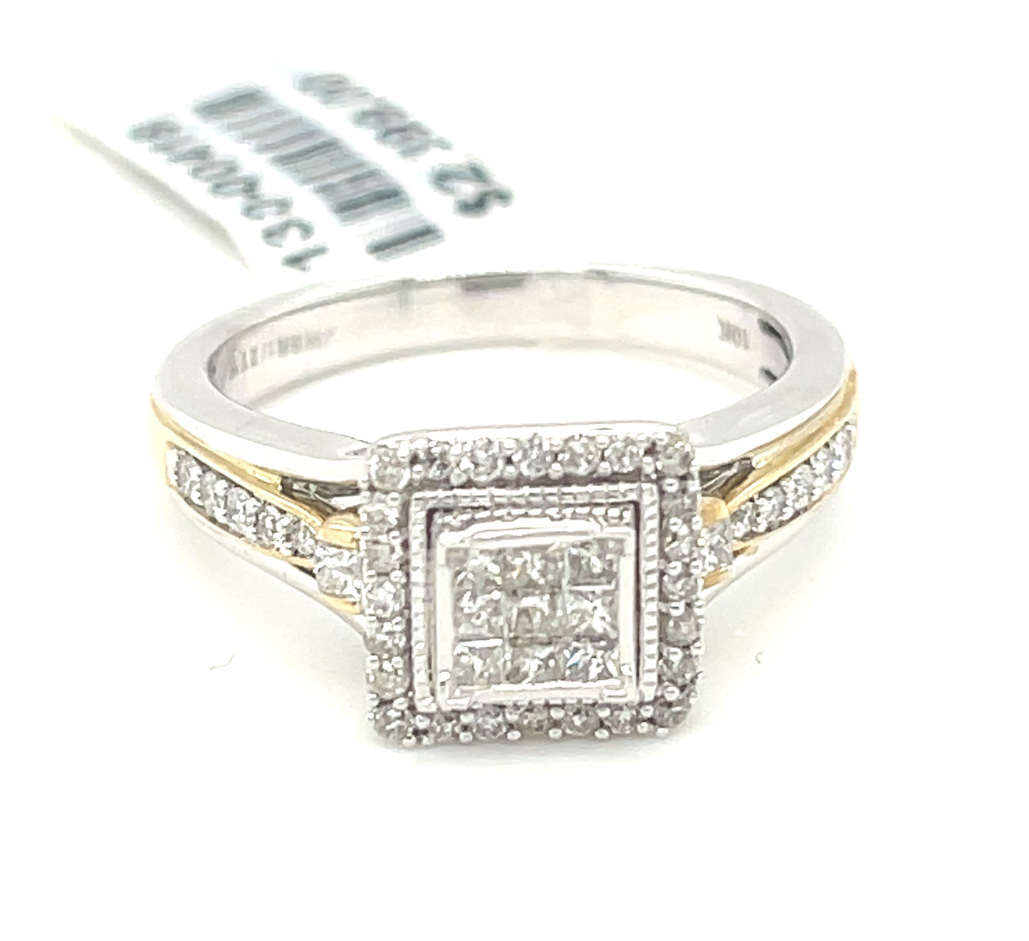 10K White+Yellow Gold 0.50ct Diamond Ladies Ring Si 2, H