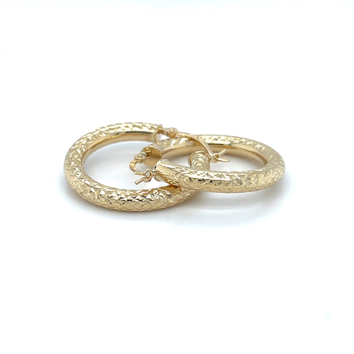 14KY Gold Dia-Cut Hoop Earring