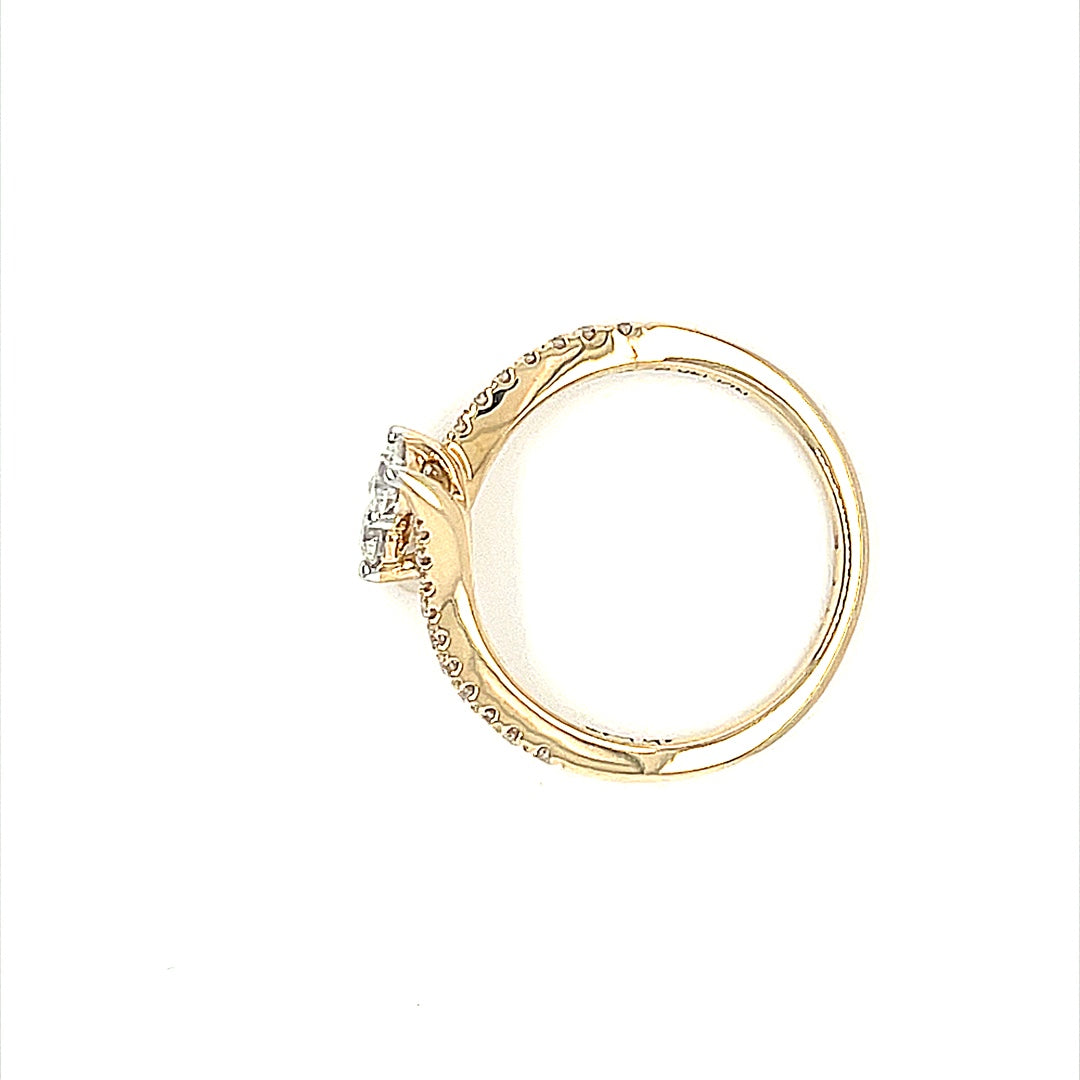 14K Yellow Gold 0.52ct Diamond Ring 2 CTRS=0.20ct VS2,H