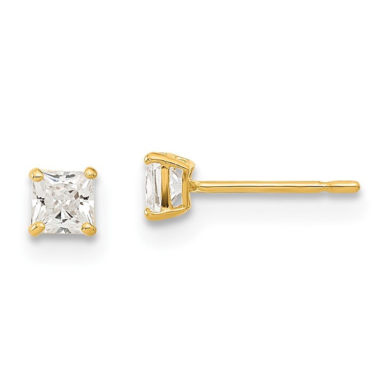 10K Yellow Gold CZ Stud Earrin