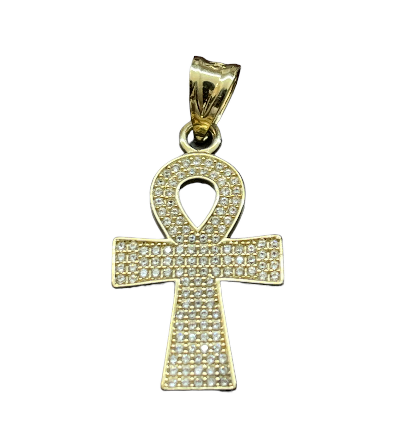 10K Y.Gold CZ Small Ankh Charm