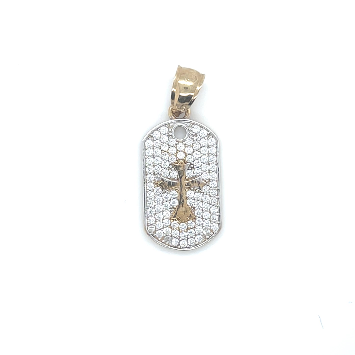 10K Yellow Gold CZ Charm Dog T