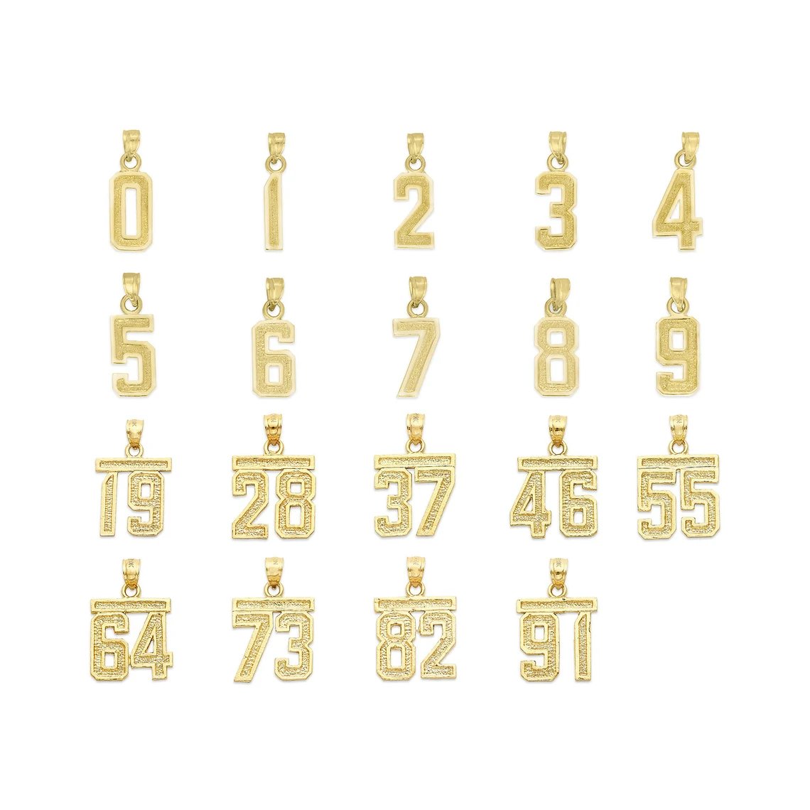 Gold Number Pendants