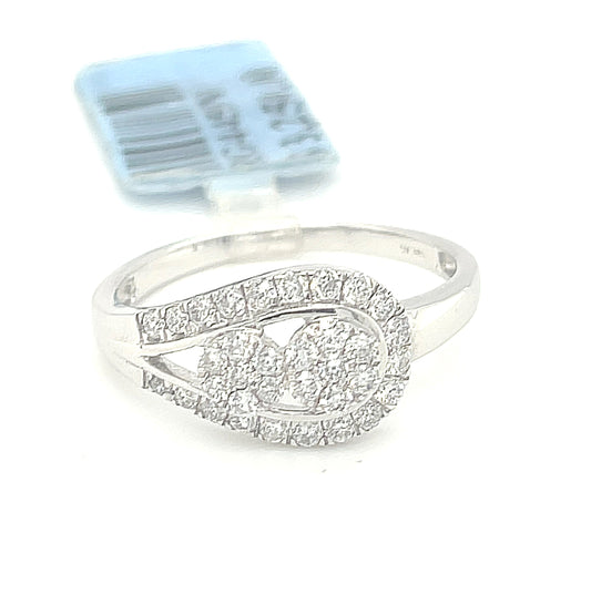 14K White Gold 0.50ct Diamond Two Flowers Ring SI2, H