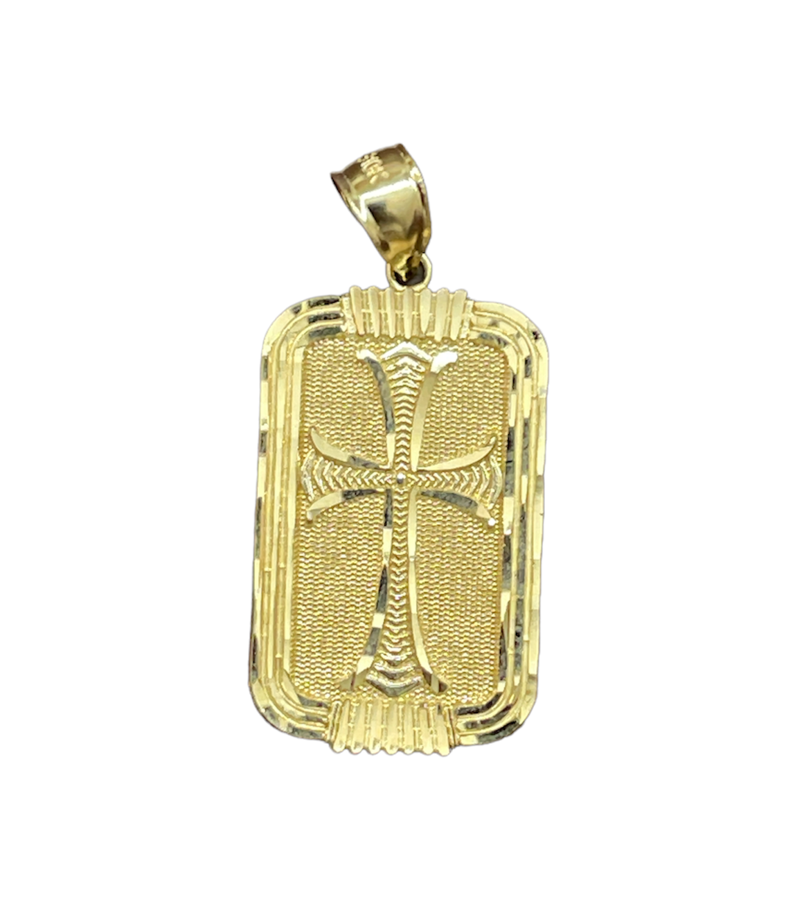 10K Y.Gold Cross Dog Tag Charm