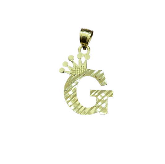 10K Y.Gold Initial Charm Letter "G" with Crown