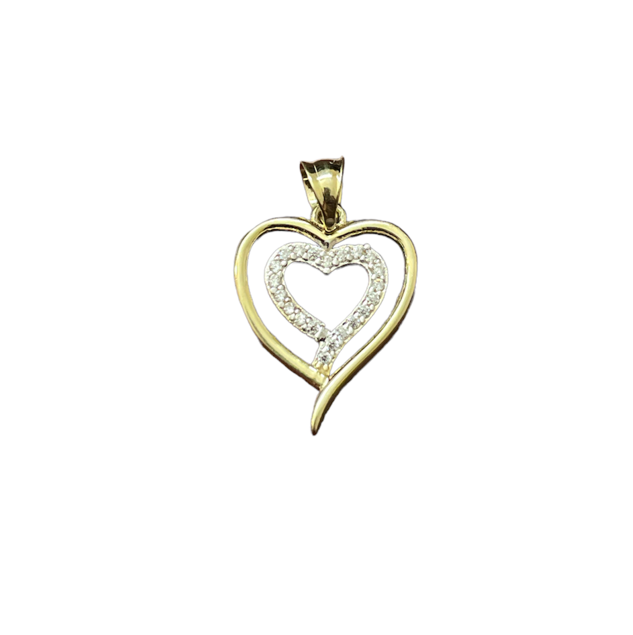 10K Y.Gold CZ Hearts Charm