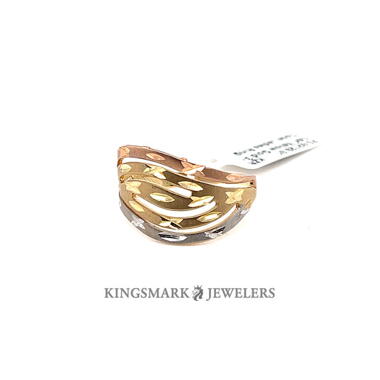 14K Yellow Gold 3-Tone Ladies Ring