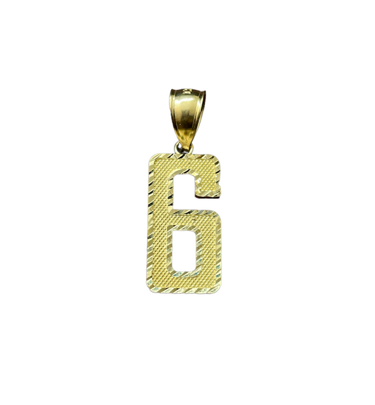 10K Yellow Gold Number "6" Charm Varsity Style