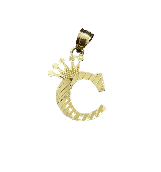 10K Y.Gold Initial Charm Letter "C" with Crown