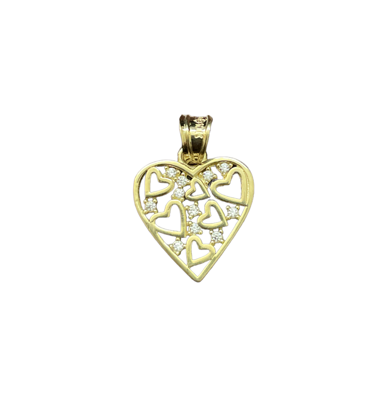 10K Y.Gold CZ Hearts Charm