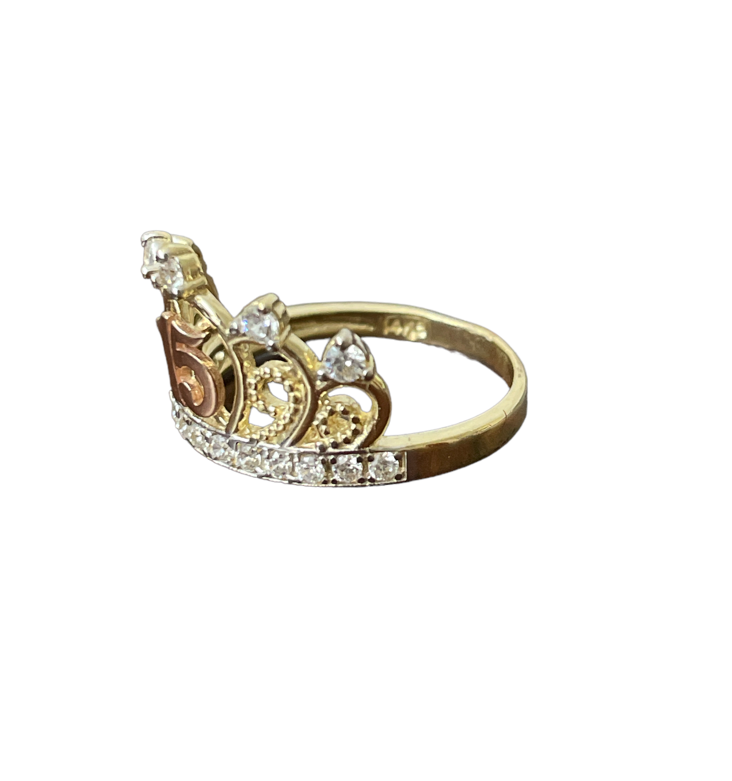 14K Y+R Gold TT CZ "Sweet 15" Ladies Ring