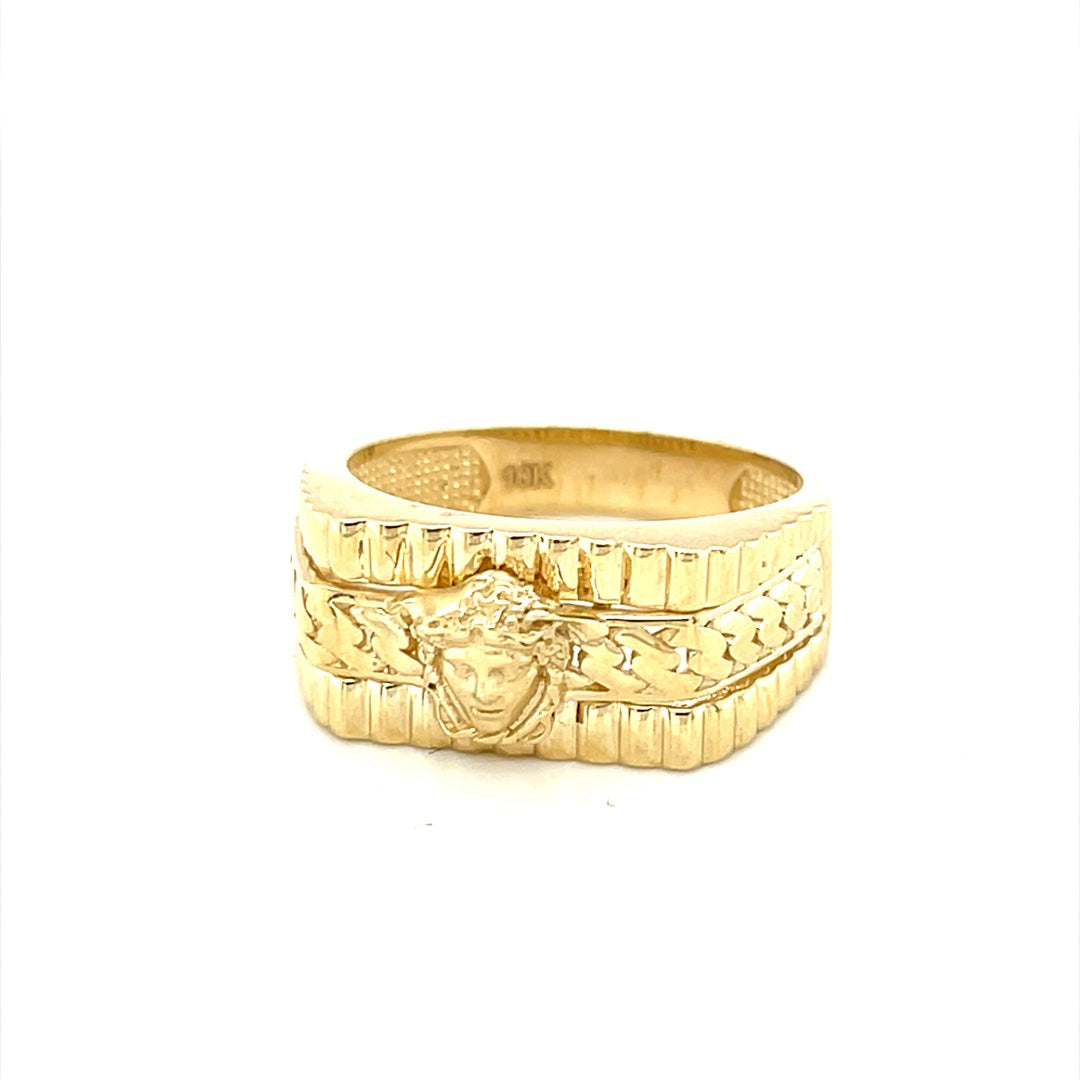 10K Yellow Gold Men's Ring with Medusa Head