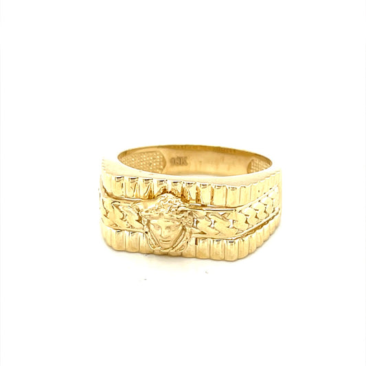 10K Yellow Gold Men's Ring with Medusa Head