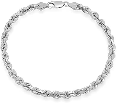 925 Sterling Silver Rope Bracelet 4mm 8"