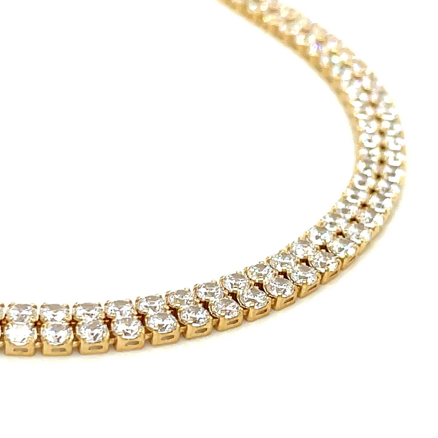 10K Yellow Gold Semi-Solid CZ Tennis Chain 2 Row 4.5mm 22"
Weight 15.