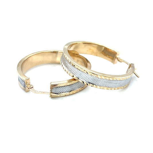10K Y.Gold "XO" Hearts Medium Hoop Earrings 1.5"