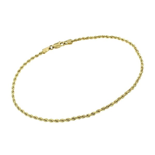 10K Y. Gold Solid Rope Bracelet 2mm 7" (2.5g)