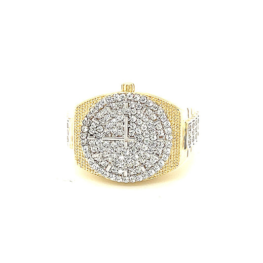 10K Yellow Gold CZ Men's Ring Rolex Design