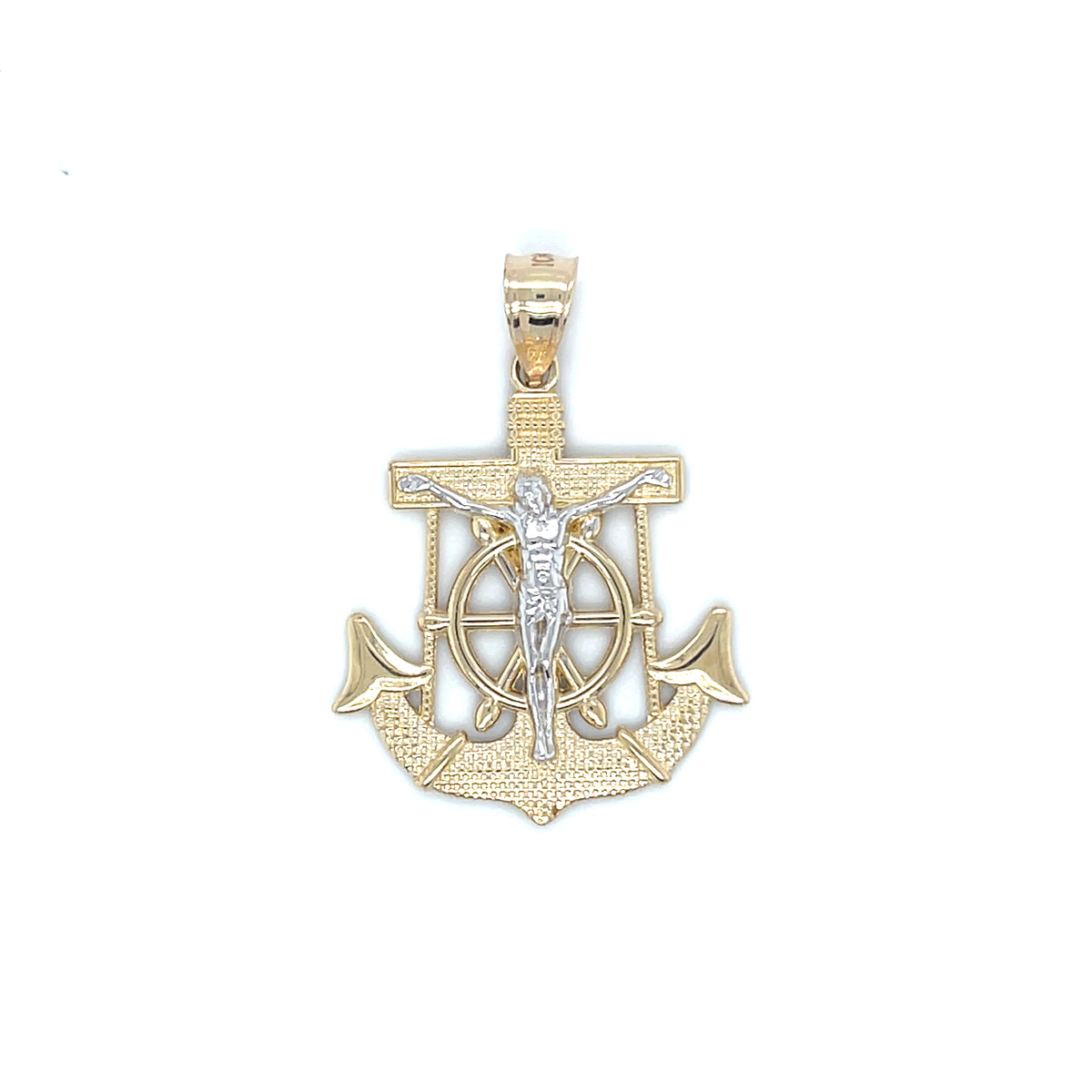 10K Y+W Medium Anchor Crucifix