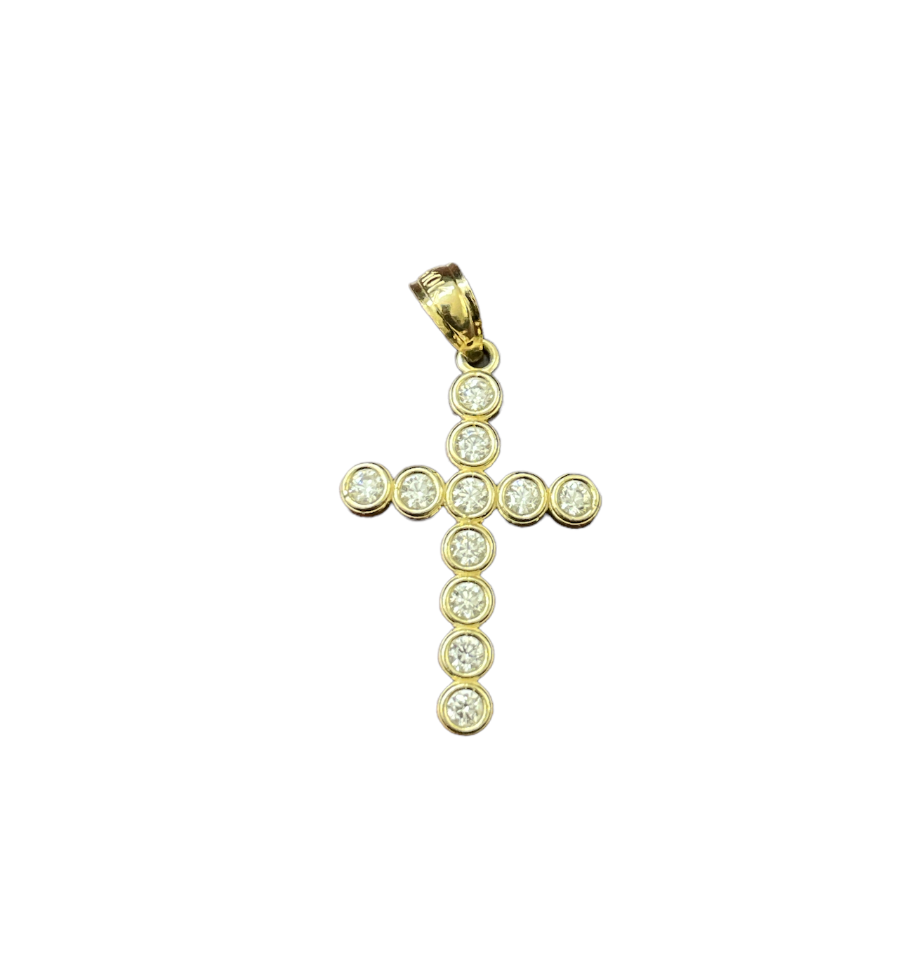 10K Y.Gold CZ Cross Charm Small