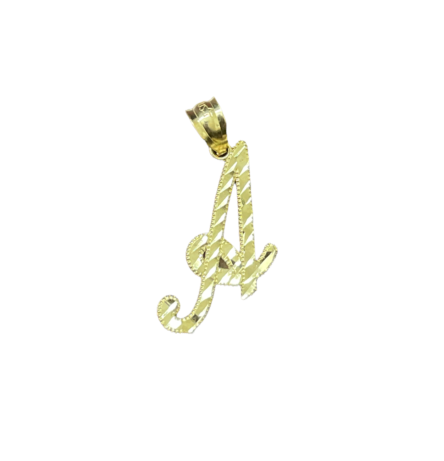 10K Y.Gold Initial Charm Cursive "A"