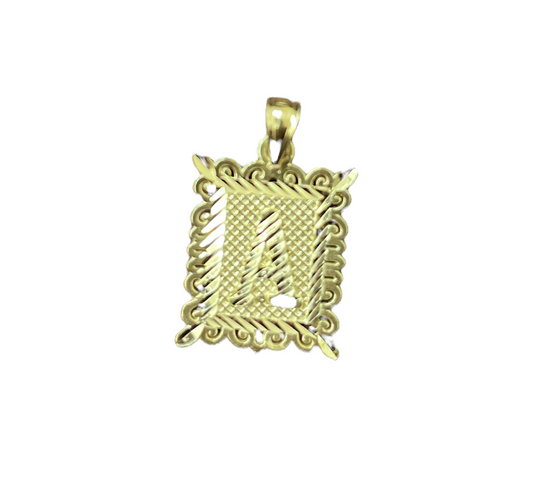 10K Y.Gold Small Initial Charm "A" in Square Frame
