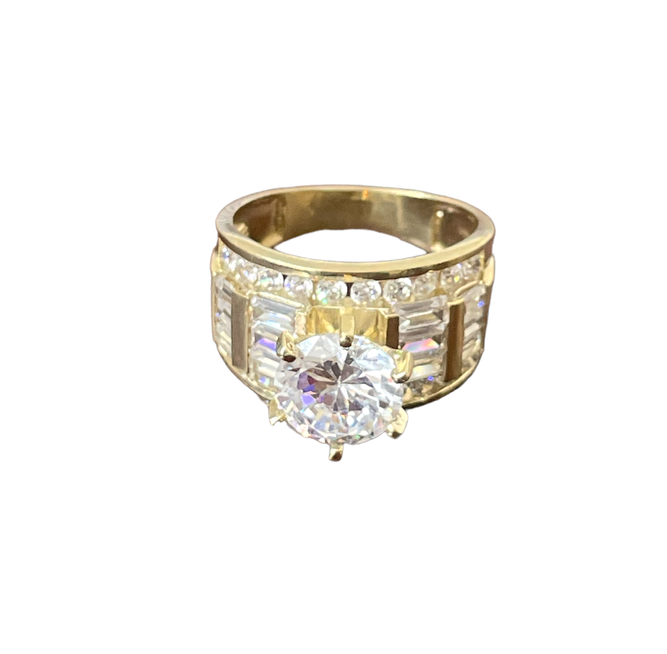 10K Y.Gold CZ Round Cut Ladies Ring