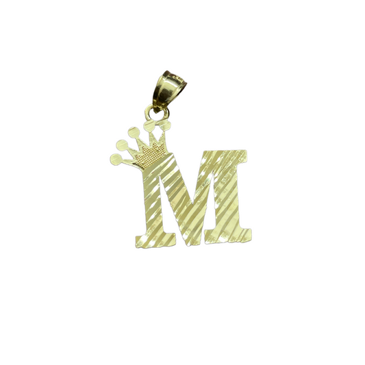 10K Y.Gold Initial Charm Letter "M" with Crown