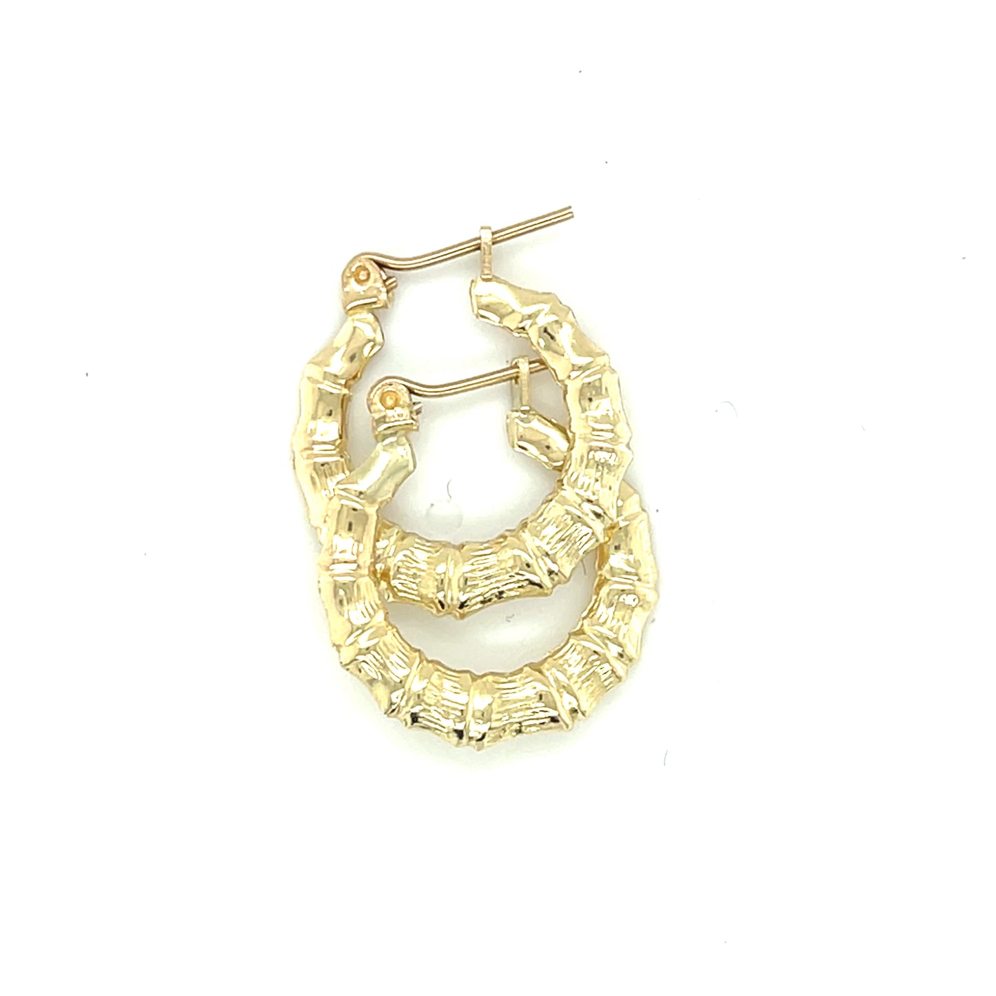 10K Yellow Gold Small Bamboo Hoop Earrings