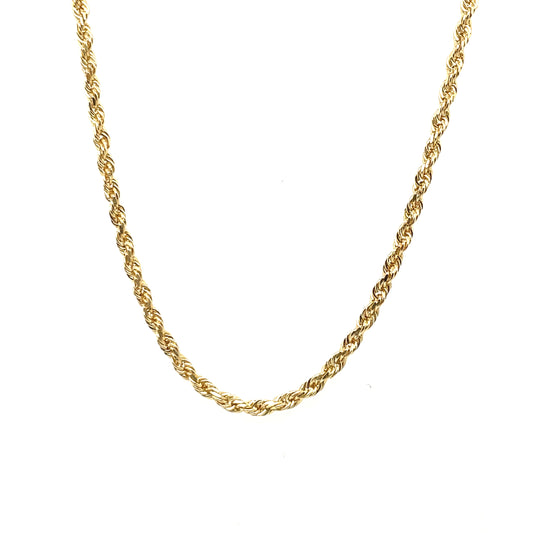 14K Yellow Gold Solid Rope Cha