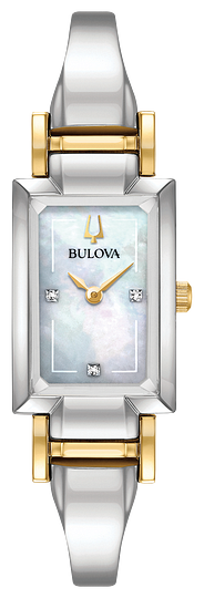BULOVA LADIES WATCH TWO TONE SQ FACE 18MM DIAMOND DIAL