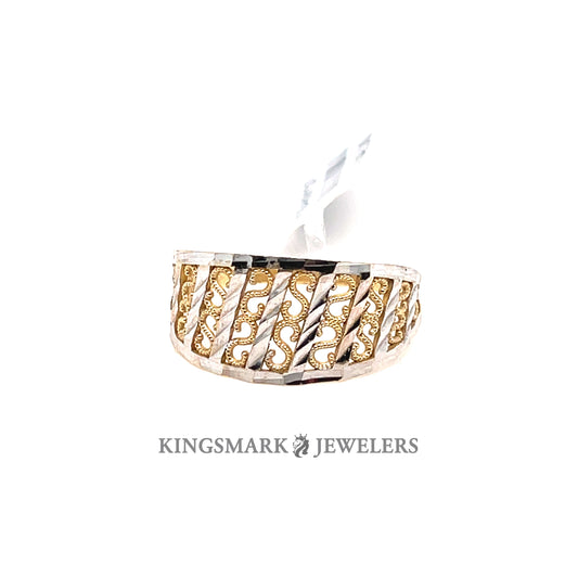 14K Yellow Gold 2-Tone Ladies Ring