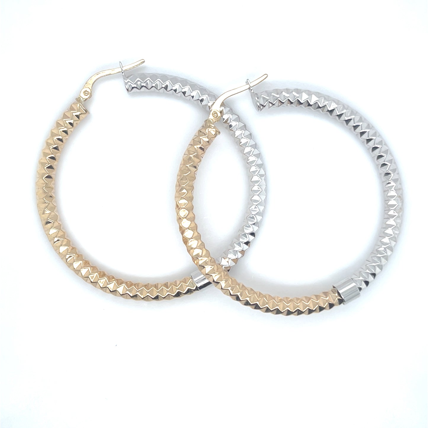 10K Y.Gold "XO" Hearts Medium Hoop Earrings 1.5"