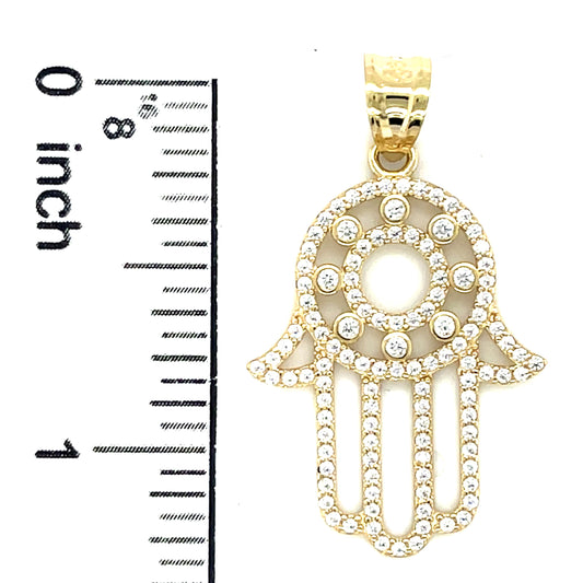 10K Y.Gold CZ Hamsa Hand Charm