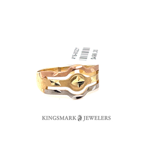 14K Yellow Gold 3-Tone Ladies Ring