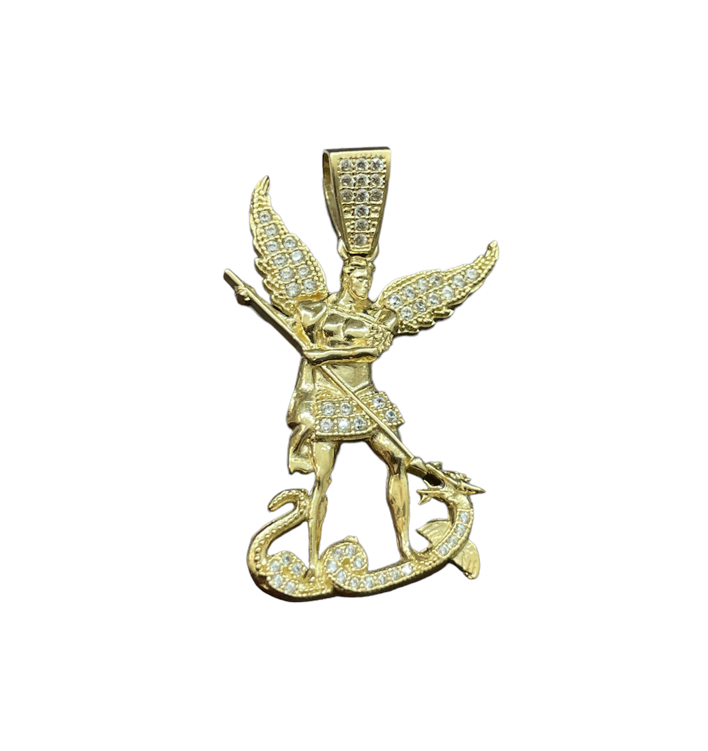 10K Y.Gold CZ Charm Archangel Slaying Satan (5g)