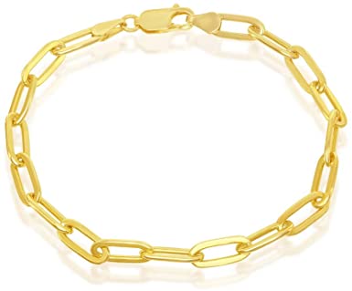 14K Y.Gold Paper Clip Link Bracelet 5.5mm 7" (4g)