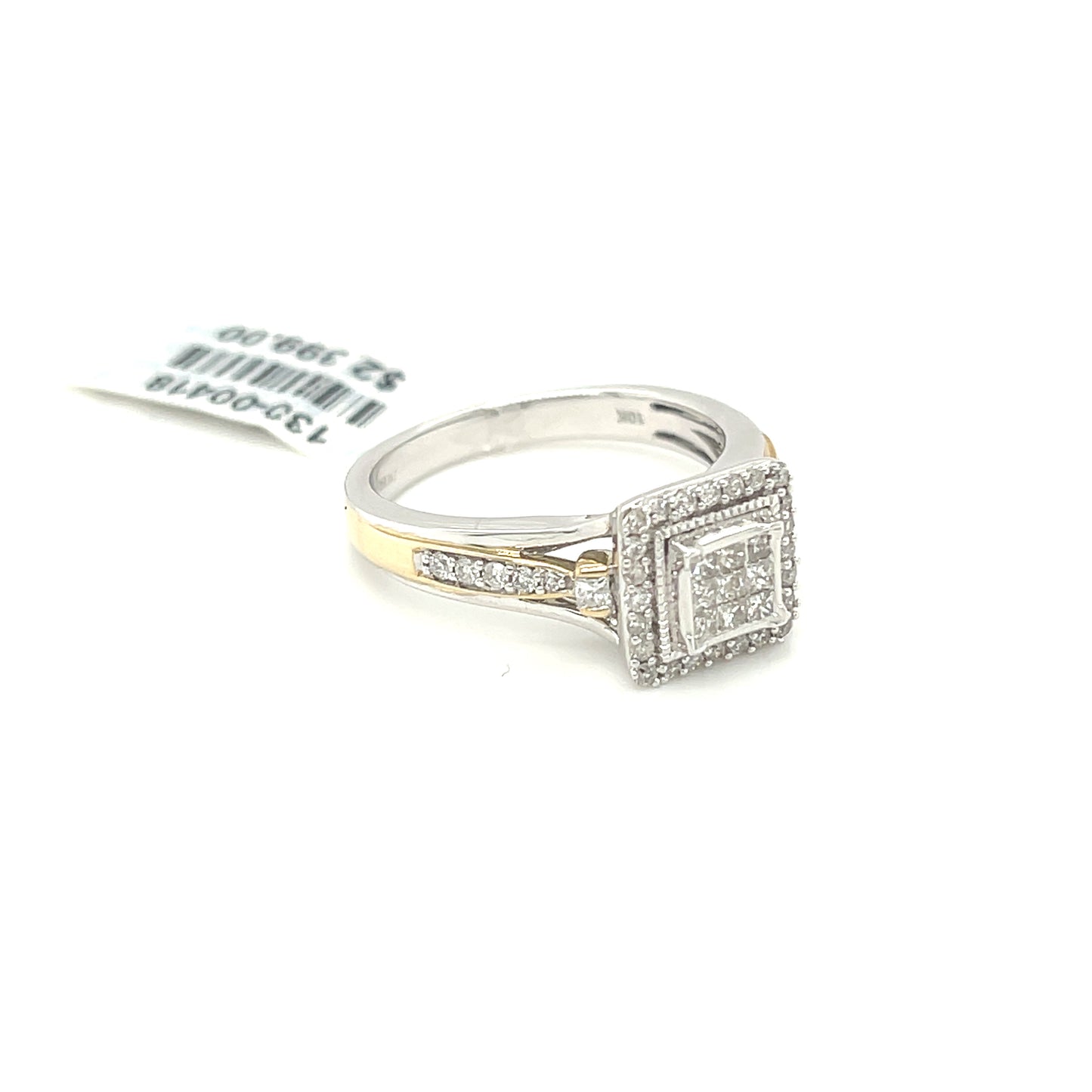 10K White+Yellow Gold 0.50ct Diamond Ladies Ring Si 2, H