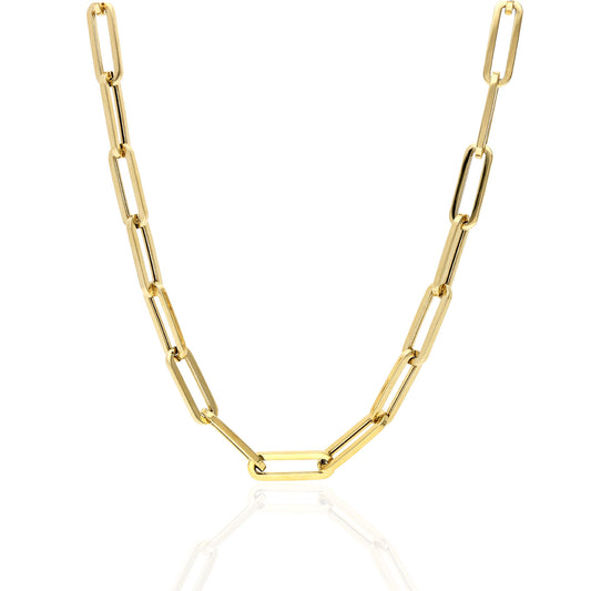 14K Y.Gold Paper Clip Necklace 6mm 18" (5.9g)