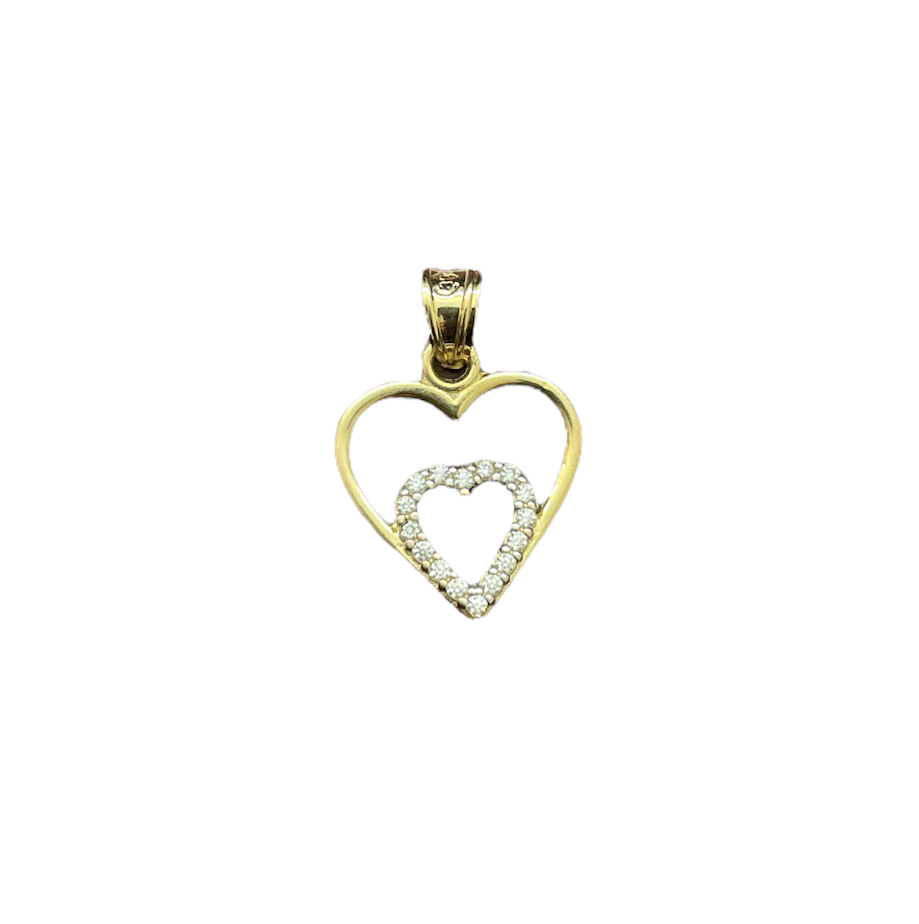 10K Y.Gold CZ Hearts Charm