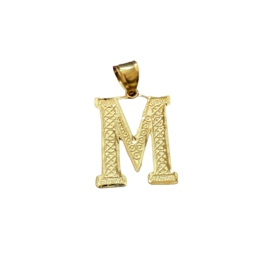 10K Yellow Gold Initial Charm Big Letter "M"