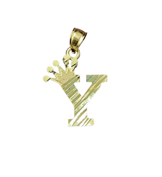 10K Y.Gold Initial Charm Letter "Y" with Crown