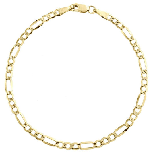 10K Y.Gold Solid Figaro Anklet 5mm 10" (6g)