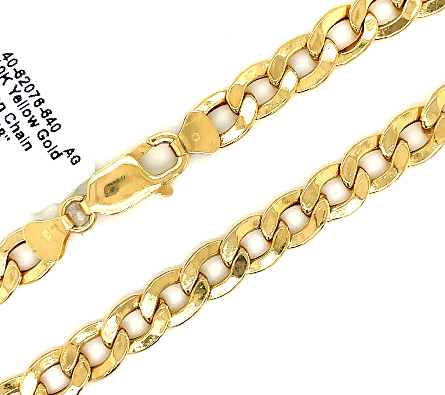 10K YG Semi-Solid Cuban Curb Chain 7.5mm 26" (22g)