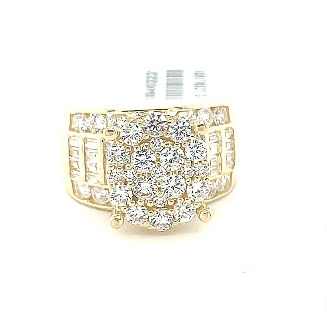 10K Yellow Gold CZ Ladies Ring Round Cluster