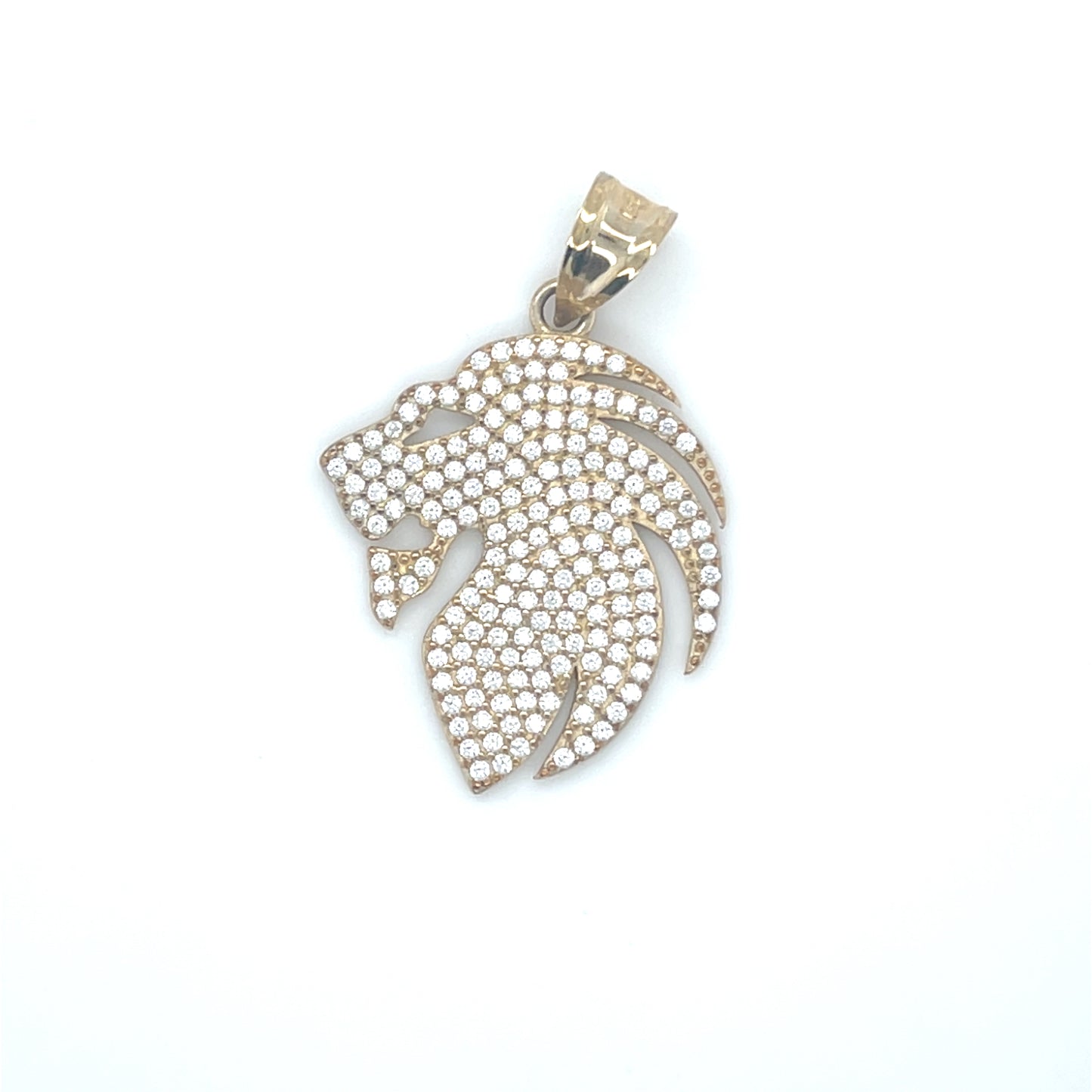 10K Y.Gold CZ Lion Head Charm(