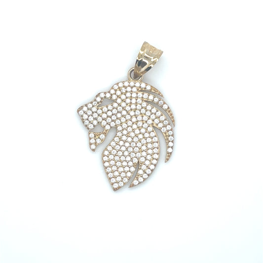 10K Y.Gold CZ Lion Head Charm(
