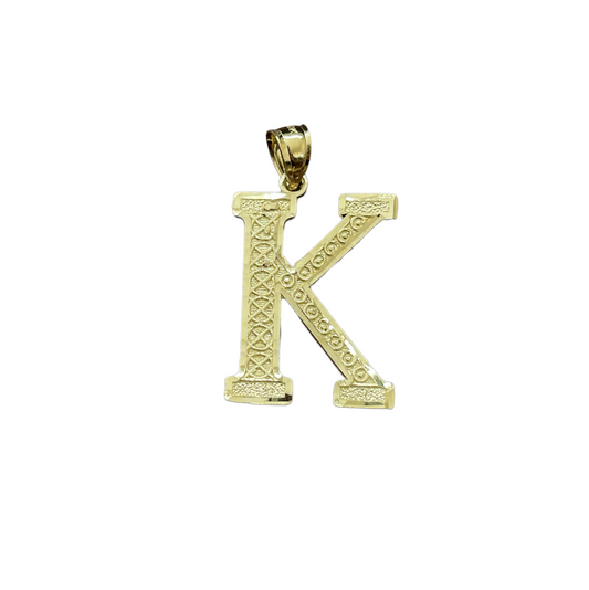 10K Yellow Gold Initial Charm Big Letter "K"