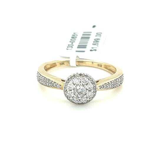 10K Y.Gold 0.33ct Diamond Ladies Ring Si2, H